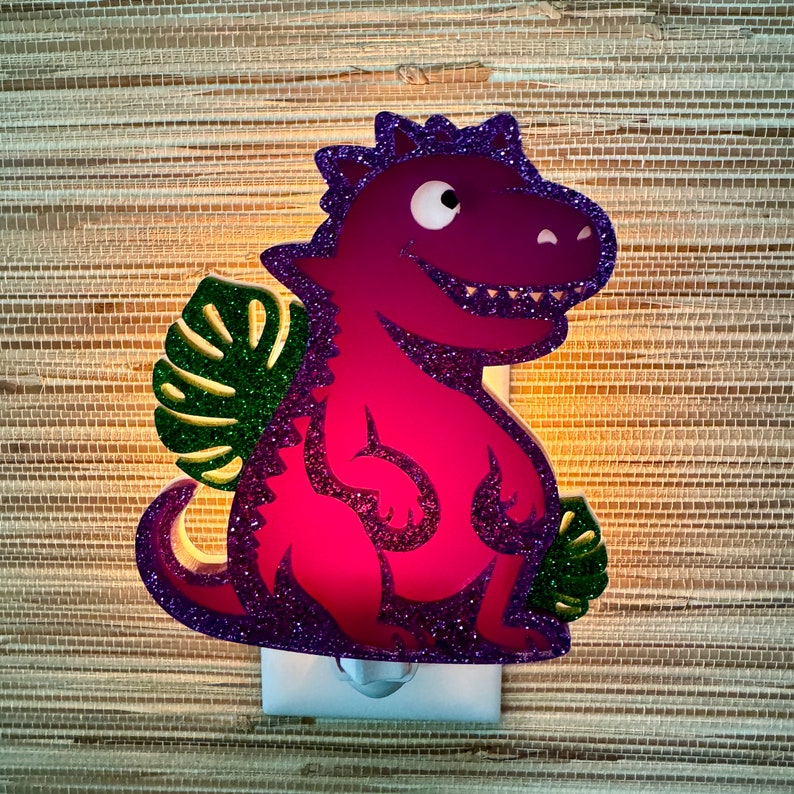 3D Dinosaur Night Night Handcrafted Pick Your Colors T-Rex Kid's Lamp Children's Decor Nursery Gift Gameday Designs™ image 2