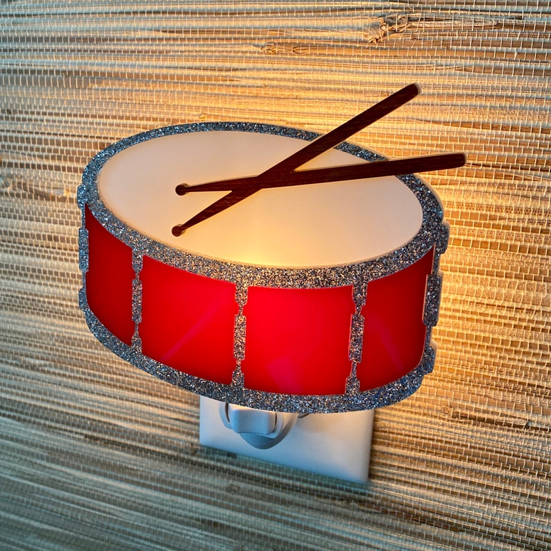 3D Handcrafted Drum Night Light Musical Instrument Inspired Snare Drum Percussion Drummer Gift Drumming Band Gameday Designs™ image 3