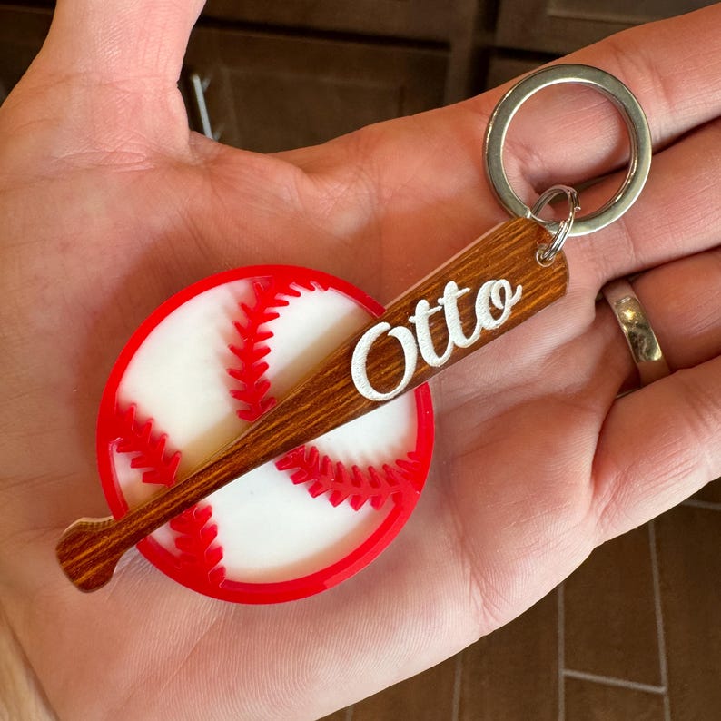 Personalized Baseball Bat Keychain Engraved Key Ring Keychain Baseball
