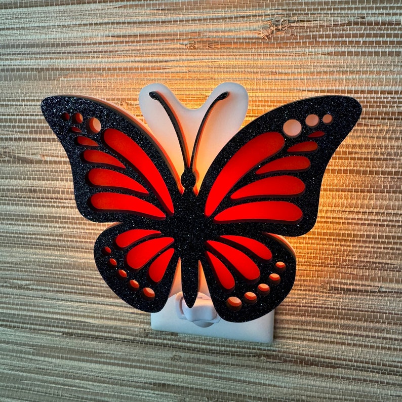 3D Handcrafted Butterfly Night Night Butterflies Light Up Monarch Nature Decor Children's Room Nursery Gift Gameday Designs™ image 1