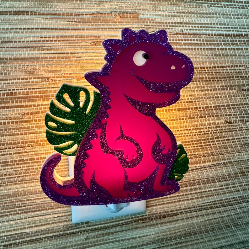 3D Dinosaur Night Night Handcrafted Pick Your Colors T-Rex Kid's Lamp Children's Decor Nursery Gift Gameday Designs™ image 4