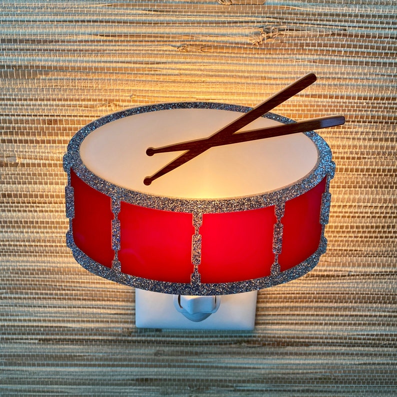 3D Handcrafted Drum Night Light Musical Instrument Inspired Snare Drum Percussion Drummer Gift Drumming Band Gameday Designs™ image 1