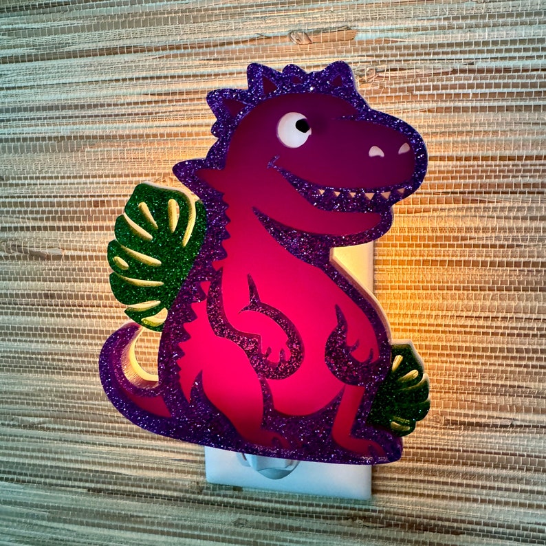 3D Dinosaur Night Night Handcrafted Pick Your Colors T-Rex Kid's Lamp Children's Decor Nursery Gift Gameday Designs™ image 1