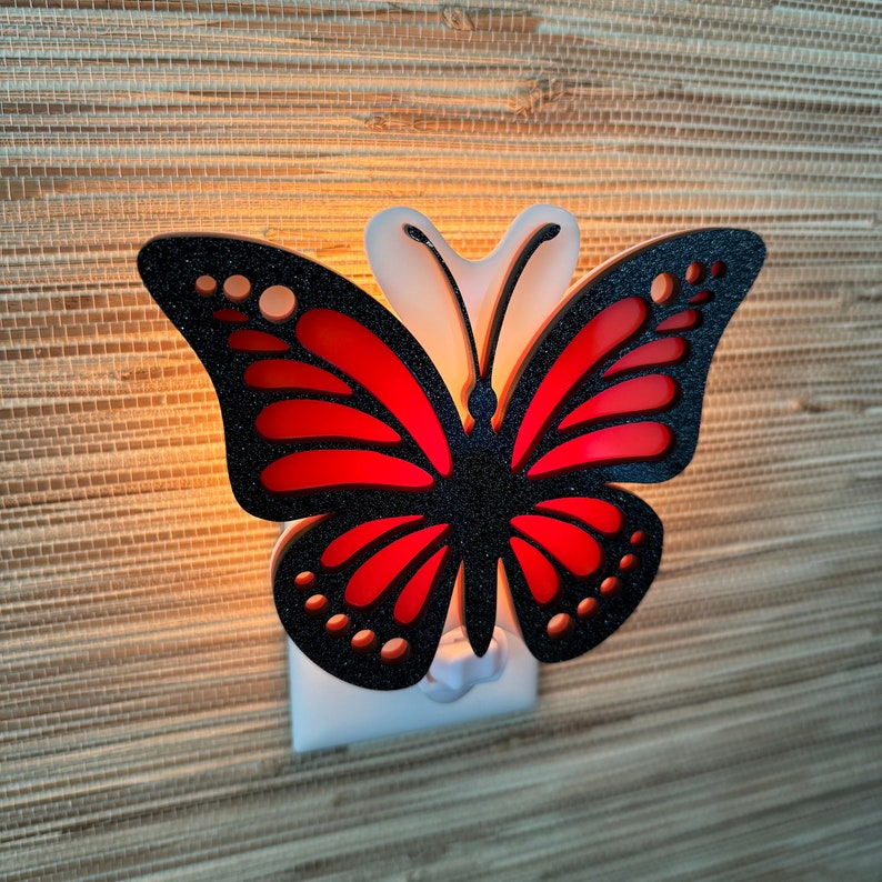 3D Handcrafted Butterfly Night Night Butterflies Light Up Monarch Nature Decor Children's Room Nursery Gift Gameday Designs™ image 4