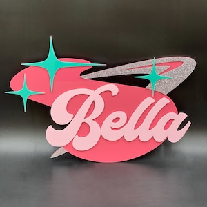 3D Personalized &quot;Space Dreams&quot; Name Sign | Mid Century Modern | Space Age | Children&#39;s Room | Girls or Boys Name Sign | Gameday Designs™