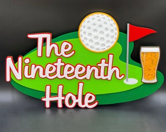 3D Personalized Golf Sign | "Nineteenth Hole" Design | Sports Bar | 19th Hole | Golf Decor | Man Cave | PGA Inspired | Gameday Designs™