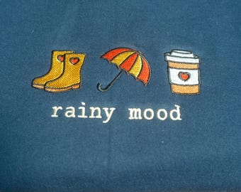 Rainy Mood Embroidered Sweatshirt: Cosy Autumn Jumper