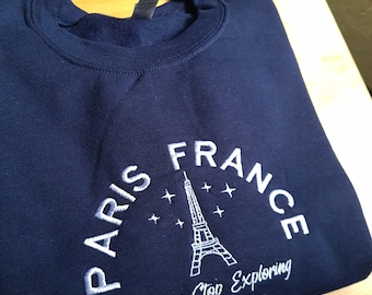 Paris Vintage Sweatshirt, Embroidered Crewneck, Vintage Oversized Sweatshirt, Vintage Sweatshirt, Eiffel Tower Crewneck, Paris Crewneck