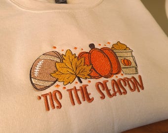 Embroidered Fall Season Sweatshirt, Pumpkin Bookish Sweater