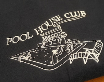 Embroidered Pool House Club Sweatshirt, Vintage Style Crewneck