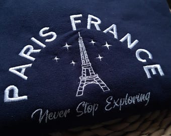 Vintage Paris Embroidered Sweatshirt: Eiffel Tower Crewneck