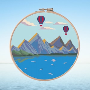 Landscape Cross Stitch Pattern, Mountain And Sea Pattern, Modern Cross Stitch, Forest Cross Stitch, Counted Landscape, Nature Forest Pattern