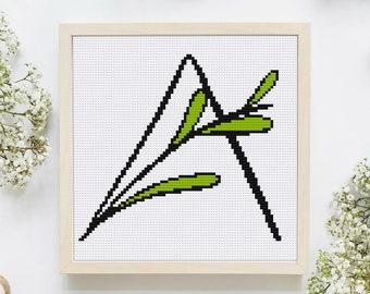 Floral Letter A, Cross Stitch A Pattern, Monogram A Cross Stitch, Initial Embroidery, Capital Letter Pattern, Alphabet Cross Stitch Pattern