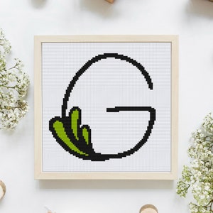 Blumenbuchstabe G, Kreuzstichmuster G, Monogramm G Kreuzstich, Anfangsstickerei, Großbuchstabe Muster, Alphabet Kreuzstichmuster