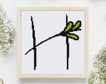 Floral Letter H, Cross Stitch H Pattern, Monogram H Cross Stitch, Initial Embroidery, Capital Letter Pattern, Alphabet Cross Stitch Pattern