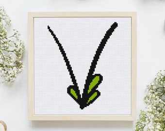 Floral Letter V, Cross Stitch V Pattern, Monogram V Cross Stitch, Initial Embroidery, Capital Letter Pattern, Alphabet Cross Stitch Pattern
