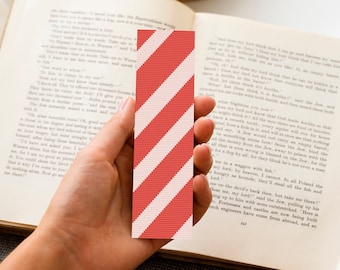 Marque-page de Noël, point de croix abstrait coloré, modèle de marque-page douillet, point de croix compté, téléchargement immédiat au format PDF