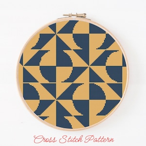 Geometric Abstract Cross Stitch Pattern, Modern Cross Stitch, Geometric Ornament Pattern, Easy Cross Stitch, Instant Download PDF