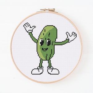 Funny Pickle Cross Stitch Pattern, Pickle Love Pattern, Modern Cross Stitch, Food Lover Cross Stitch, Download Digital PDF, PDF Pattern