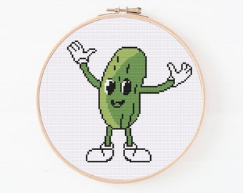 Grappige augurk kruissteekpatroon, augurk liefdespatroon, moderne kruissteek, foodlover kruissteek, download digitale pdf, pdf-patroon