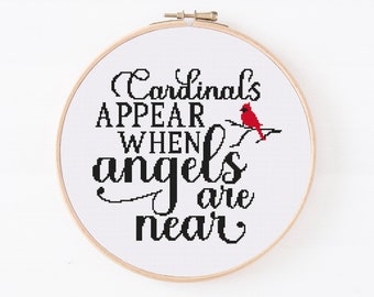 Cardinals Appear When Angels Are Near Cross Stitch Pattern, Cardinals Bird Pattern, Visitor From Heaven, Cardinal Cross Stitch, Xmas Decor