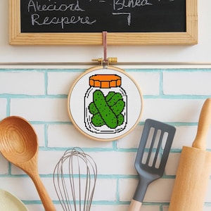 Pickle Jar Cross Stitch Pattern, Beginner Cross Stitch, Kitchen Decor, Gift For Her, Funny Cross Stitch Pattern, Modern Cross Stitch