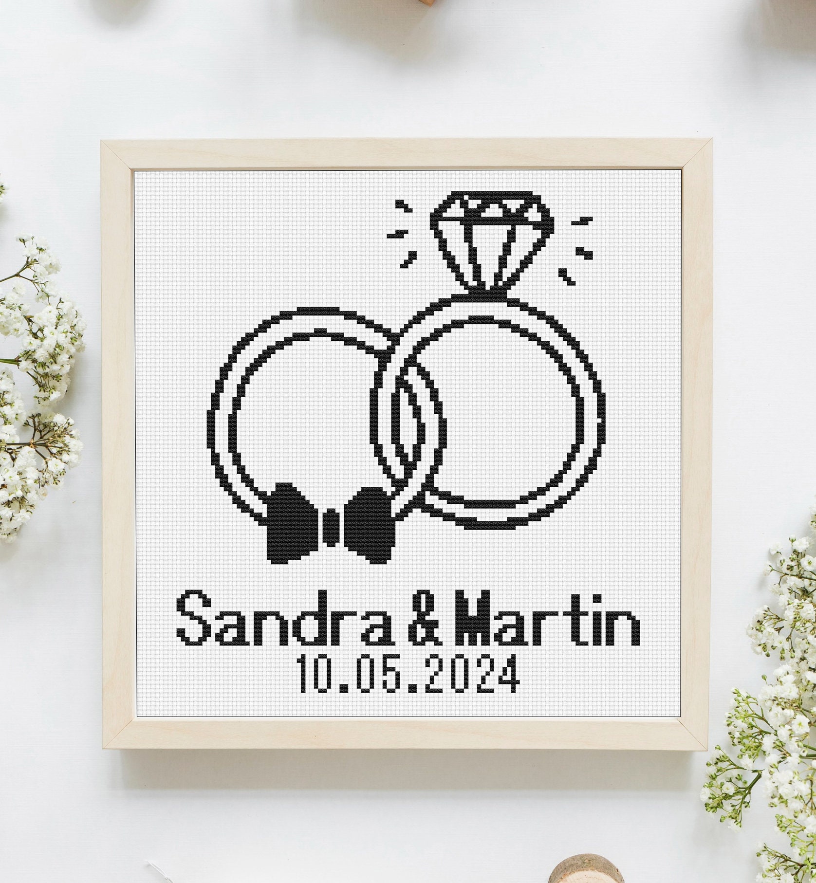 Wedding Cross Stitch Sampler, Custom Wedding Pattern, Wedding