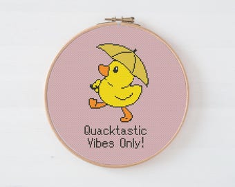 Duck Cross Stitch Pattern, Snarky Cross Stitch, Quacktastic Vibes Only, Duck Counted Cross Stitch, Funny Pattern, Digital Download PDF