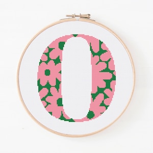 Letter O, Cross Stitch Alphabet Pattern, Floral Monogram, Counted Cross Stitch, Initial Embroidery, Easy Cross Pattern, Digital Download PDF