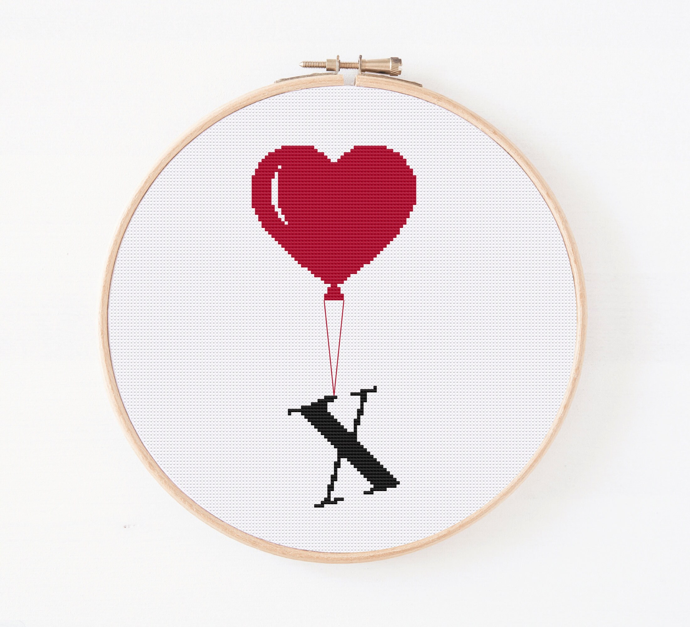 Letter X Cross Stitch Pattern, Heart Balloon X Cross Stitch, Initial ...