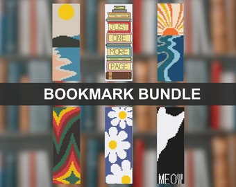 Bookmark Bundle Cross Stitch, 6 Bookmark Pattern, Digital Cross Stitch Pattern, Cozy Bookmark Pattern, Instant PDF Download, Book Lover Gift