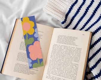 Floral Bookmark Cross Stitch Pattern, Floral Bookmark Cross Pattern, Cozy Bookmark Pattern, Counted Cross Stitch, Instant Download PDF