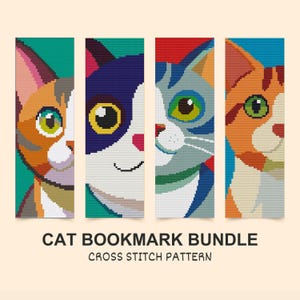 Cat Bookmarks Cross Stitch Pattern, Funny Cats Bookmark, Cat Decor, Cat Lover Gift, Easy Bookmark Pattern, Cute Cat Pattern, Digital Pattern