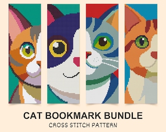 Cat Bookmarks Cross Stitch Pattern, Funny Cats Bookmark, Cat Decor, Cat Lover Gift, Easy Bookmark Pattern, Cute Cat Pattern, Digital Pattern
