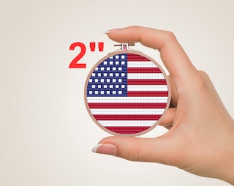 Mini USA Flag Cross Stitch Pattern, American Flag Cross Stitch, Easy Cross Stitch, Small Cross Stitch, Digital Pattern PDF Download