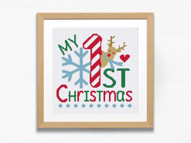 Custom My First Christmas Cross Stitch Pattern, Baby First Christmas ...