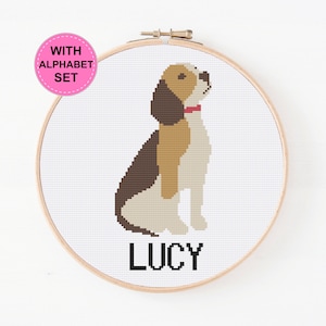 Personalized Beagle Dog Cross Stitch, Beagle Dog Pattern, Custom Dog Cross Stitch Pattern, Cute Dog Pattern, Digital Cross Stitch Pattern