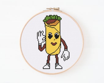Patrón Punto de Cruz Burrito Divertido, Patrón Burrito Amor, Punto de Cruz Moderno, Punto de Cruz Amante de la Comida, Descargar PDF Digital, Patrón PDF