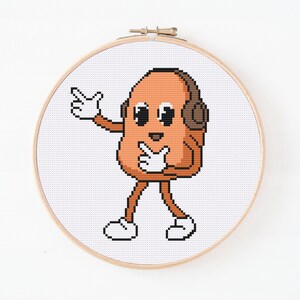 Kartoffel Kreuzstichmuster, Modernes Kreuzstichmuster, Food Lover Kreuzstich, PDF Muster zum Herunterladen, Cartoon Kreuzstich, einfaches Muster