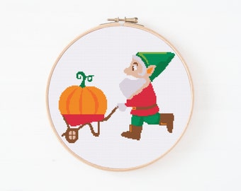 Santa Claus And Pumpkin Cross Stitch Pattern, Halloween Cross Stitch, Modern Cross Stitch Pattern, Halloween Gifts, Halloween Pumpkin