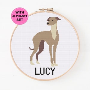 Personalized Whippet Dog Cross Stitch, Whippet Dog Pattern, Custom Dog Cross Stitch Pattern, Cute Dog, Digital Pattern PDF, Gifts For Dog