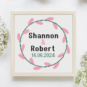 Wedding  Cross Stitch Pattern, Personalized Wedding Cross Stitch, Wedding Anniversary Sampler, Counted Cross Stitch , Digital Download PDF