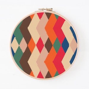 Vintage Cross Stitch Pattern Modern, Geometric x-stitch Pattern, Small Cross Stitch Chart, Bauhaus Design Beginner, Instant Download PDF