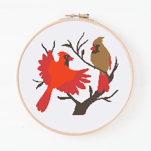 Northern Cardinals Cross Stitch Pattern, Christmas Birds Pattern, Visitor From Heaven, Xmas Cardinals, Cardinals Appear Angels, Digital PDF