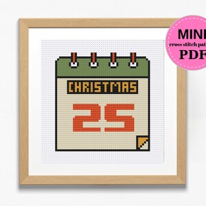 Mini 25 December Christmas Calendar Cross Stitch Pattern, Modern Cross Stitch, Christmas Home Decor, Christmas Gift, Small Cross Stitch PDF