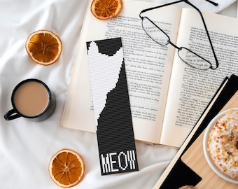 Cat Meow Bookmark Cross Stitch Pattern, Bookmark Cross Stitch, Cozy Bookmark Pattern, Counted Cross Stitch, Instant Download PDF Pattern