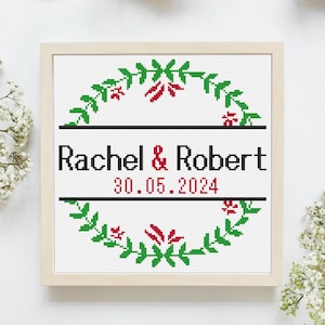Wedding  Cross Stitch Pattern, Personalized Wedding Cross Stitch, Wedding Anniversary Sampler, Counted Cross Stitch , Digital Download PDF