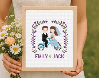 Wedding  Cross Stitch Pattern, Personalized Wedding Cross Stitch, Wedding Anniversary Sampler, Counted Cross Stitch , Digital Download PDF