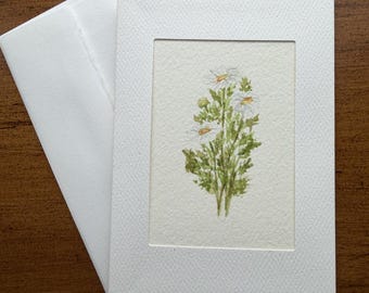 ACEO Original Daisy Watercolor Painting | Small Botanical Wildflower Floral Art Card