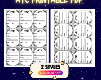 Printable Artist Trading Card Back Template for Letter Sized Paper PDF ...